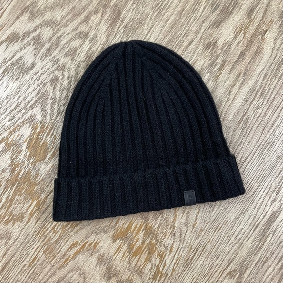 All Saints Ribbed Skull Cap Black Wool Beanie Hat NWOT - Picture 2 of 5